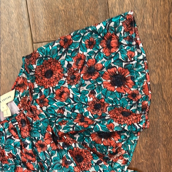 Rebecca Taylor Silk & Cotton Floral Dress, Still Has Button Bag Attached, Size 6 - Picture 6 of 12